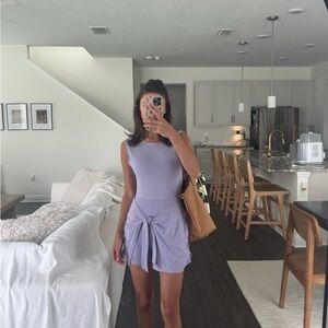 Lavender Sleeveless Dress with Front Tie